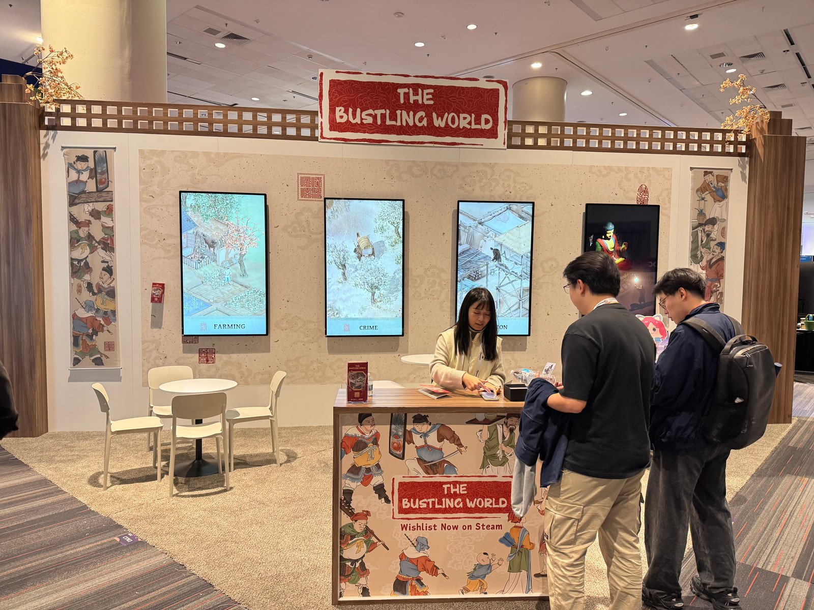 A game showcase booth at GDC